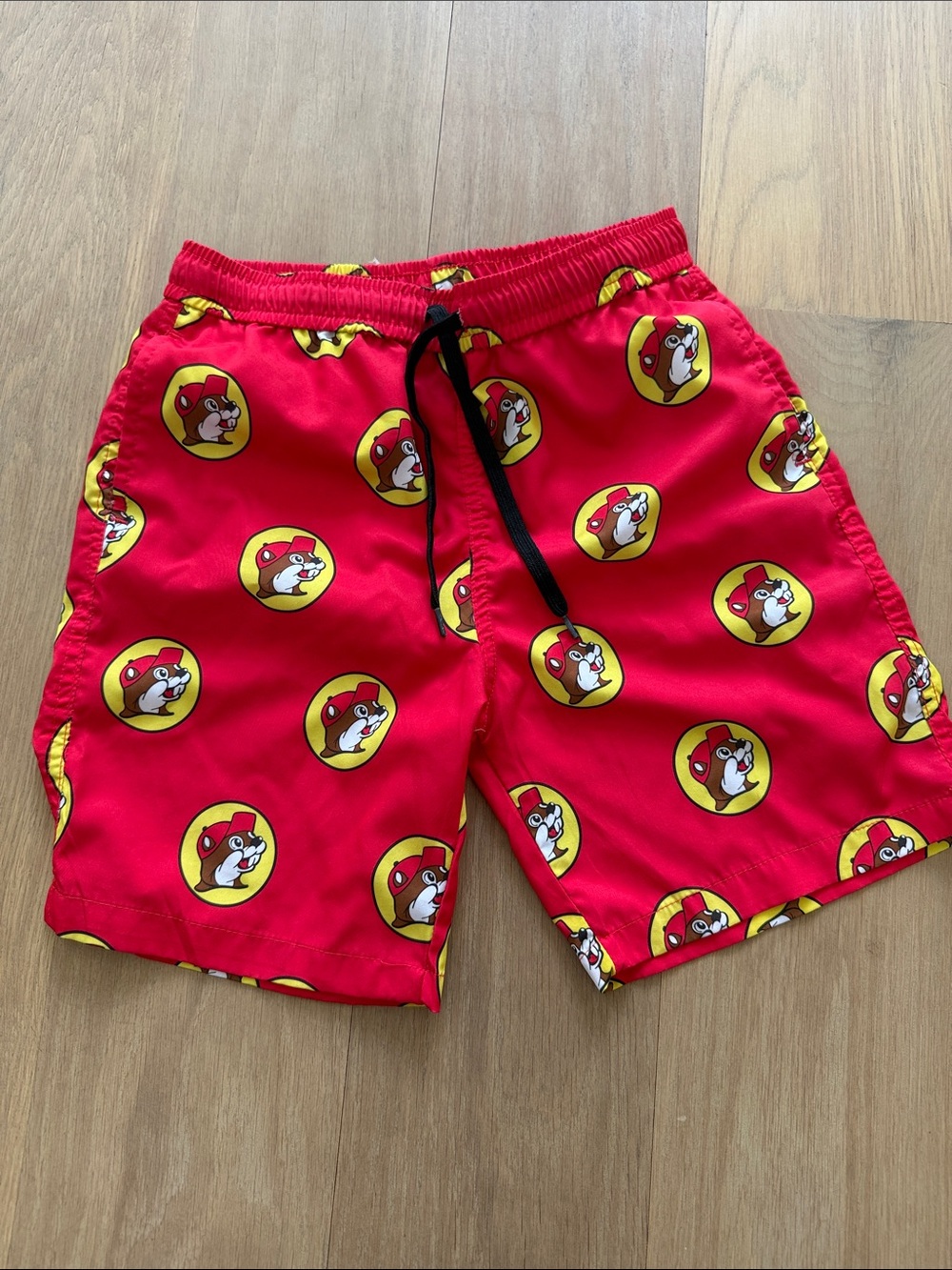 Kids Red Swim Trunks with Character Print